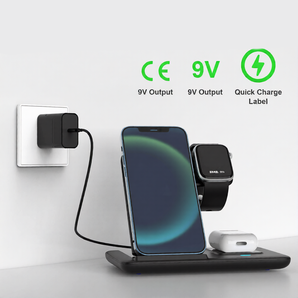 3 in 1 Wireless Charger Stand, Fast Wireless Charging Docking station -B630-B