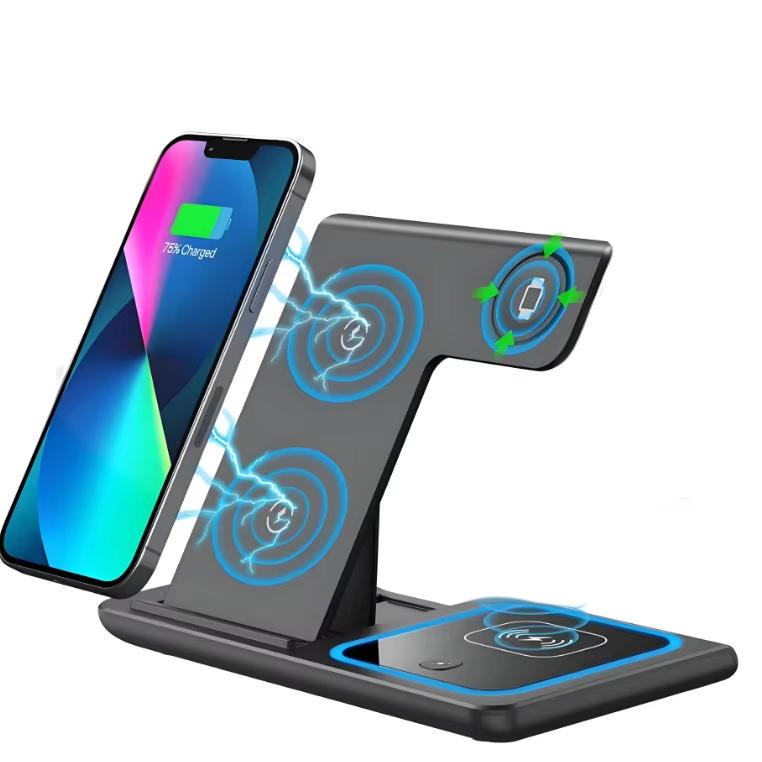 3 in 1 Foldable Wireless Charger Stand, Fast Wireless Charging Docking station