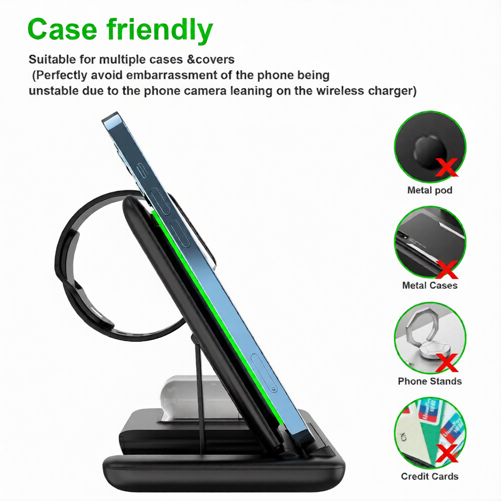 3 in 1 Wireless Charger Stand, Fast Wireless Charging Docking station -B630-B
