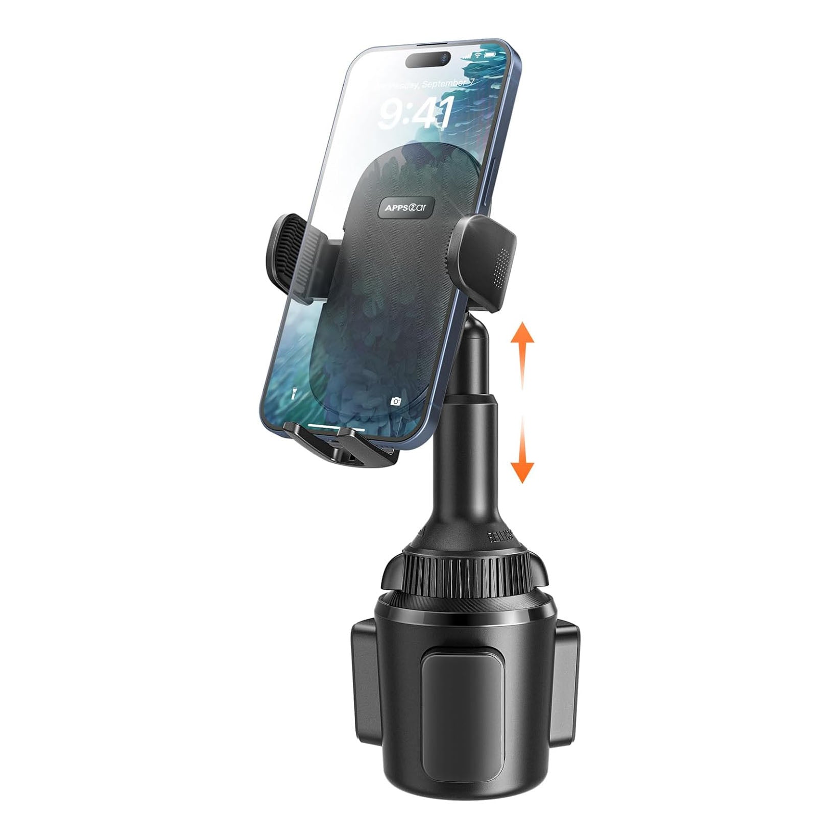 APPS2Car Universal Car Cup Phone Holder | Quick Extension Long Arm | 360° Swivel | Adjustable for All Smartphones | Stable & No Shake Design