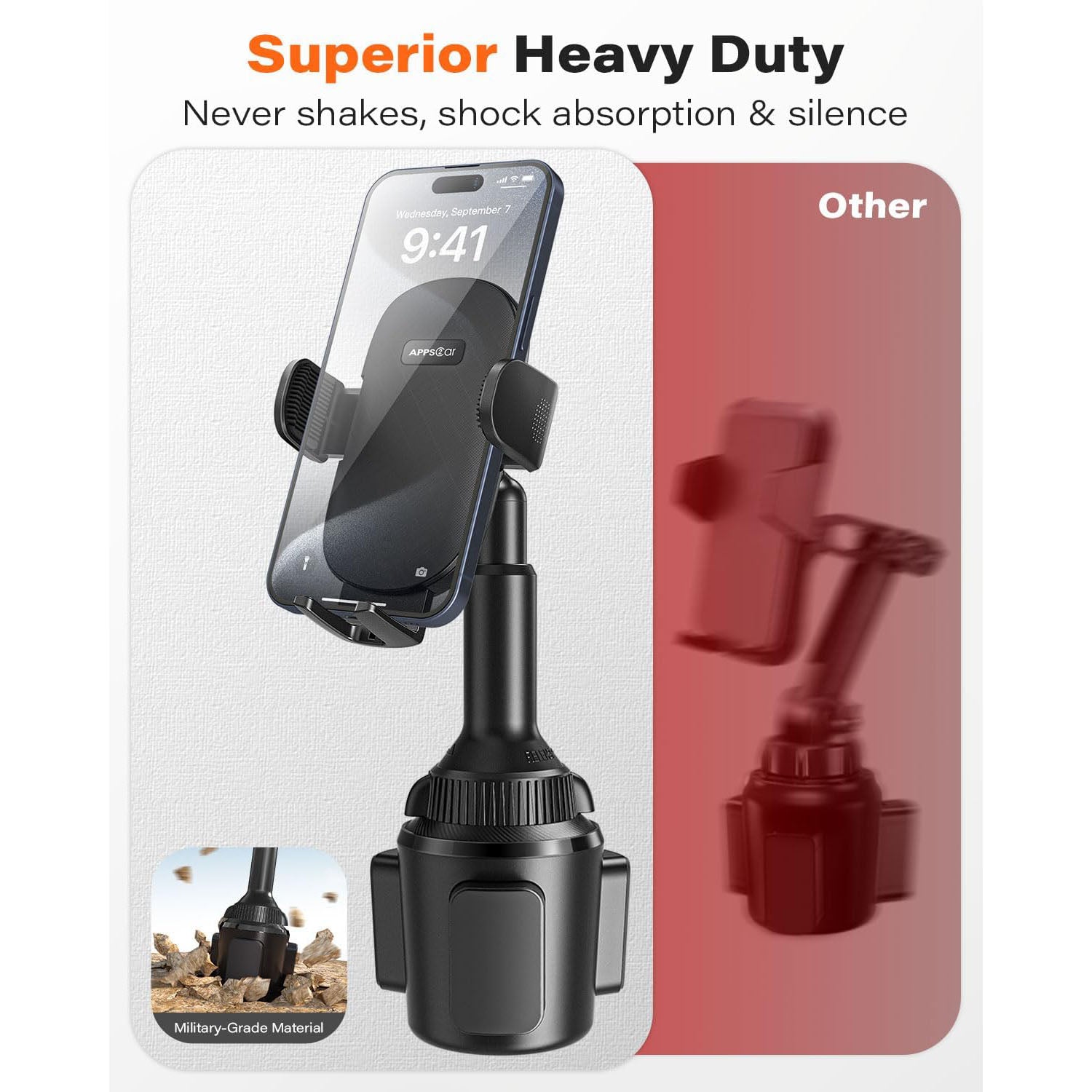 APPS2Car Universal Car Cup Phone Holder | Quick Extension Long Arm | 360° Swivel | Adjustable for All Smartphones | Stable & No Shake Design