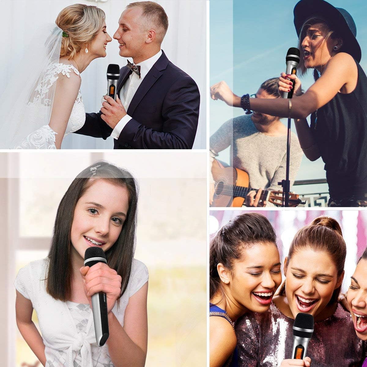 Alvoxcon Wireless Microphone System, UHF Dynamic Handheld mic compatible for Computer, Karaoke,On Stage,Live Events(1/4 inch plug mini receiver)
