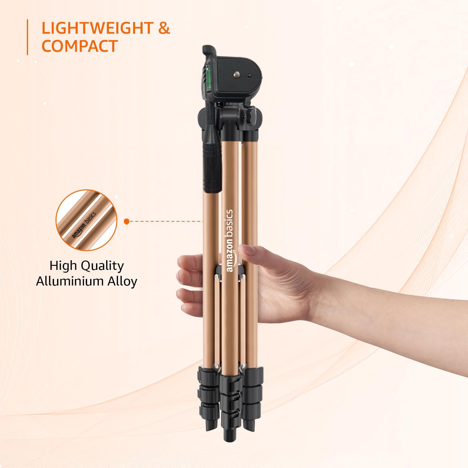 Amazon Basics Lightweight 41-134cm Tripod with Mobile Holder & Carry Bag | for All Camera/Go pro/Smartphones| Brown