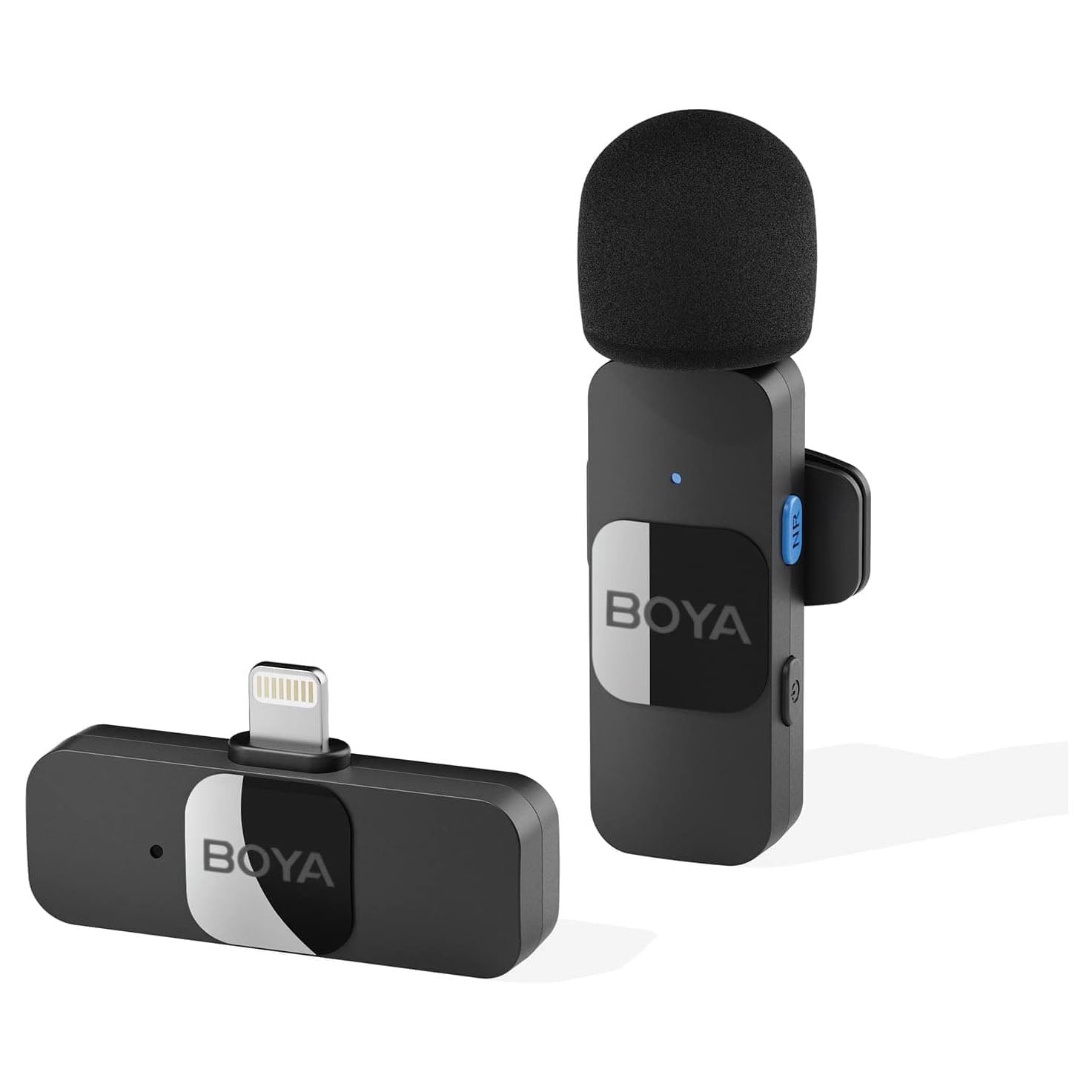 BOYA BY-V1 Wireless Microphone | 328ft Range | 9H Battery Life | Noise Reduction | Clip-On Mini Lavalier Mic with Certified Connector for Video Recording & Live Streaming