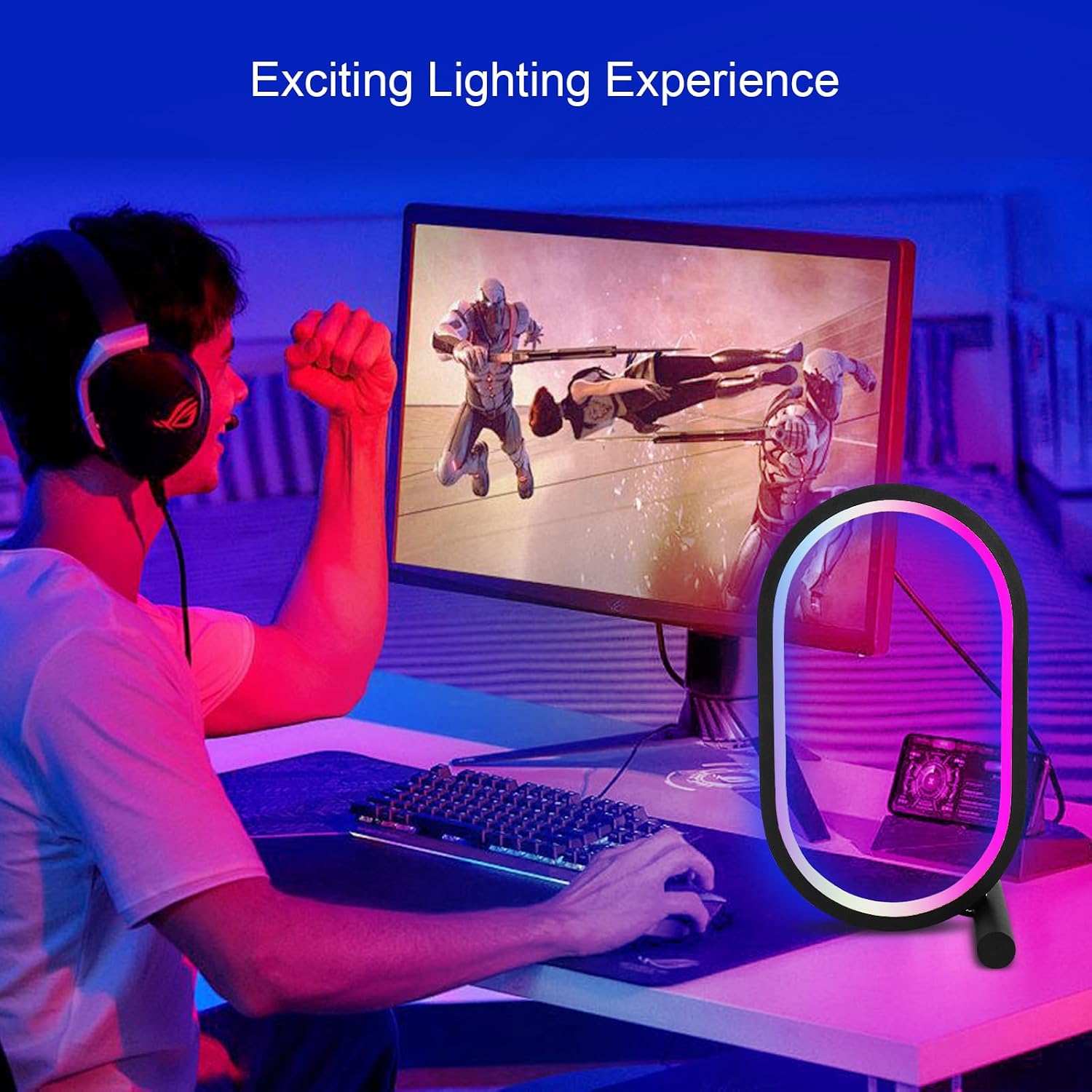 Benedi RGB Bedroom Light, RGB 16 Million Colors, Ambient Light, Follow the Music, Rhythm Changing, Colorful Lights, Atmosphere Lighting, Computer Gaming Accessories.
