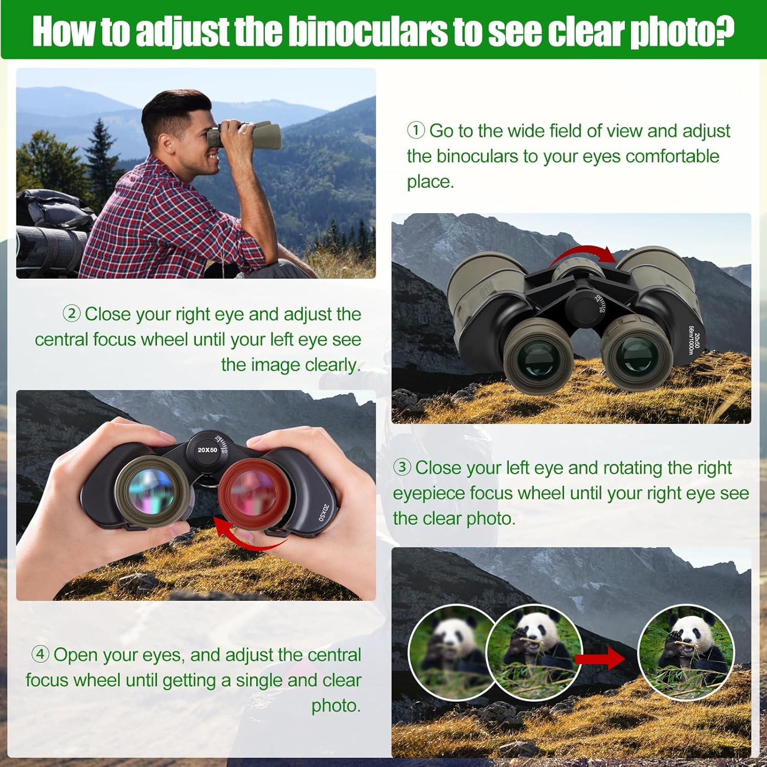 Lupxiu Binoculars for Adults 20 x 50 with Smartphone Adapte HD Binoculars with FMC Lens Powerful Large Eyepiece Binoculars Compact with Night Vision & Waterproof for Bird Watching, Sightseeing