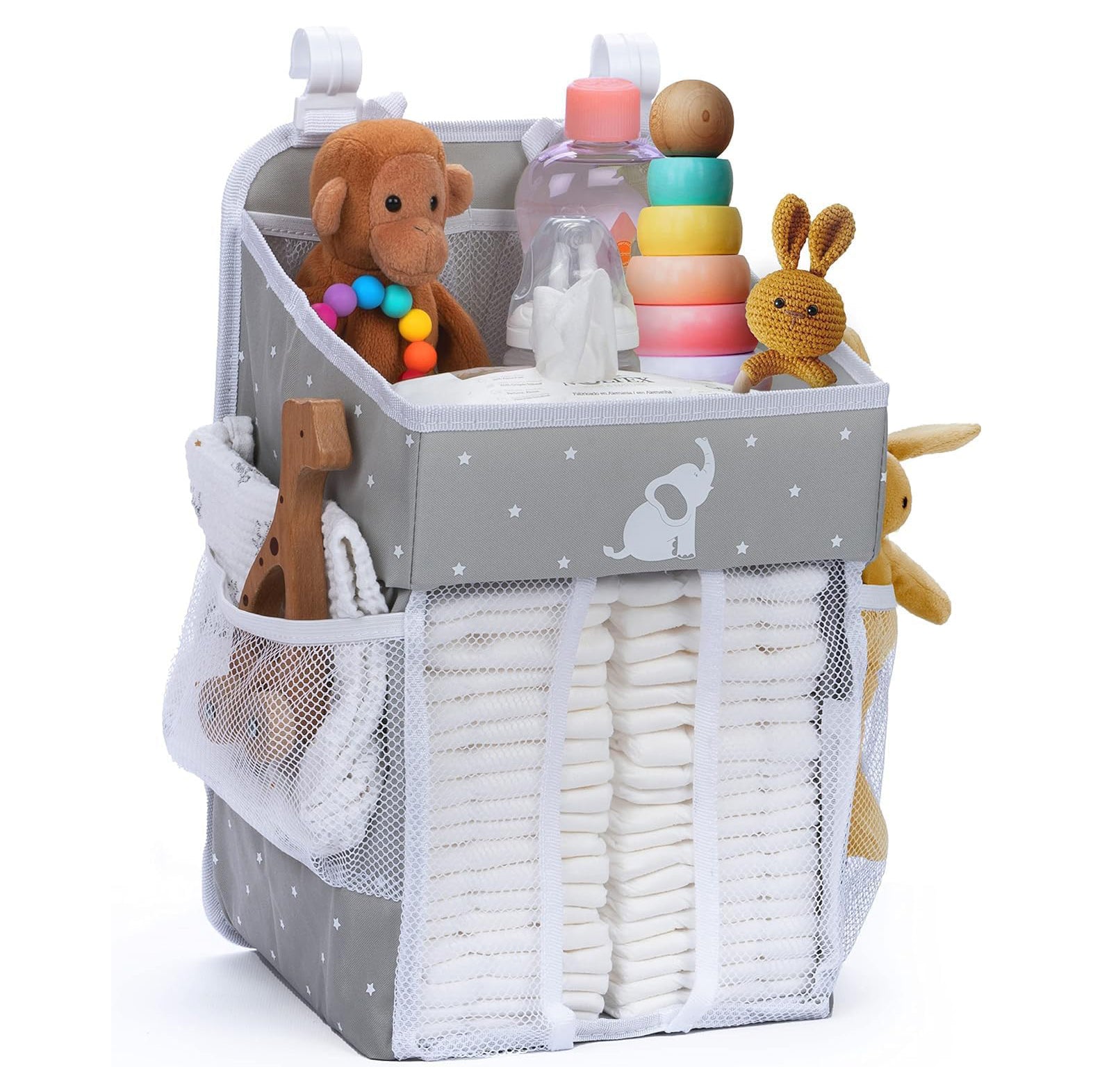 Cradle Star Hanging Changing Table Organizer - Baby Nursery Organizer with Multiple Compartments - Hanging Storage Door - 43 x 23 x 23 cm - Grey