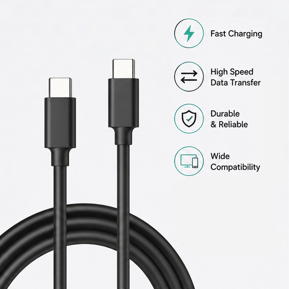 Dbasne High Speed USB C to C PD Fast Charging & Data Transfer Cable for Power Bank (1ft)