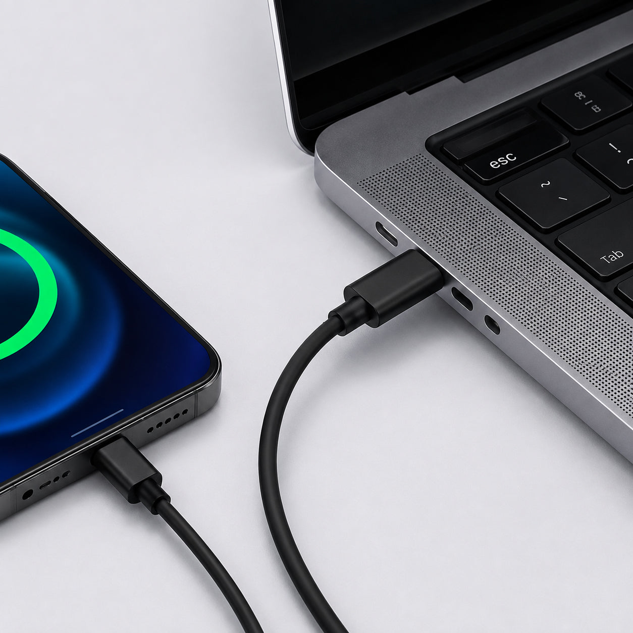Dbasne High Speed USB C to C PD Fast Charging & Data Transfer Cable for Power Bank (1ft)