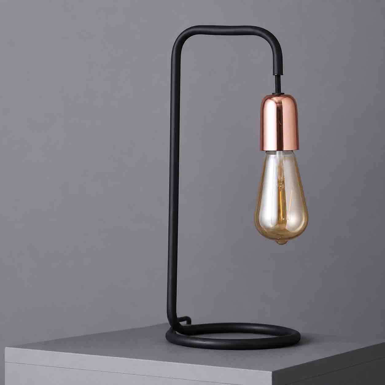 Detroit Style Matt Black Copper Table Lamp