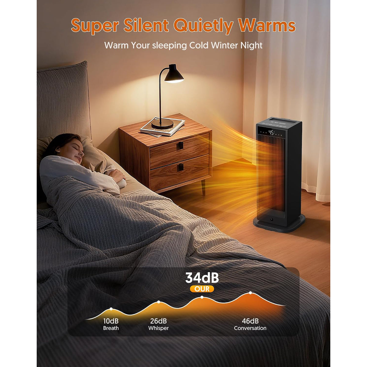 Feenao Space Heater with Humidifiers, 2000W PTC Electric Heater with Thermostat for Indoor, ECO Mode, Portable Heater with Remote, 75° Oscillation, LED Digital Display, 12H Timer, Bedroom, Office