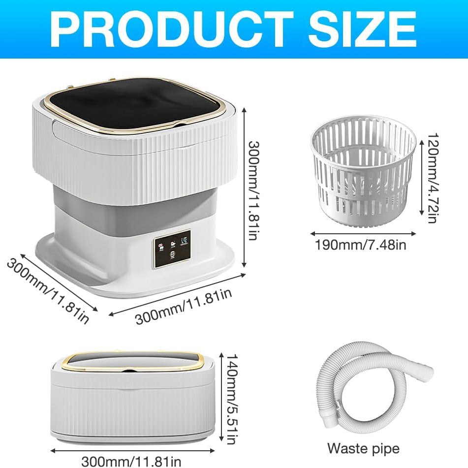 Frontage Smart Portable Mini Washing Machine, 11.5L Top Load, Silver, Efficient, For Travel, Camping, Apartments