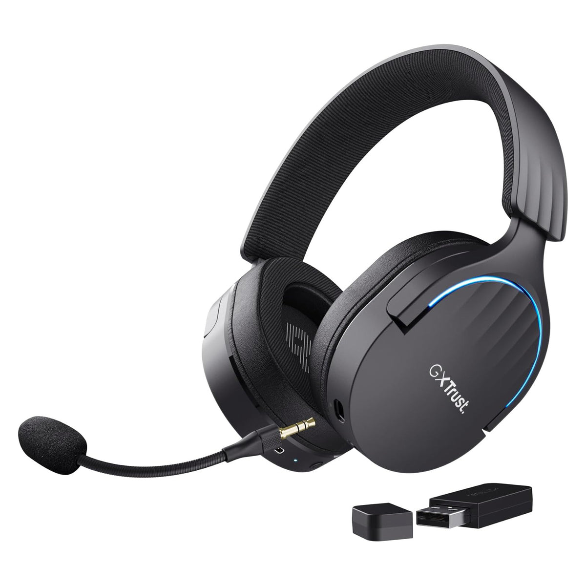 GXTrust Fayzo Wireless Bluetooth Gaming Headset + 2.4 GHz, 7.1 Surround Sound, 22 Hour Battery, 50 mm Drivers, Noise Cancelling Microphone, RGB Over-Ear PC PS5 PS4 Switch