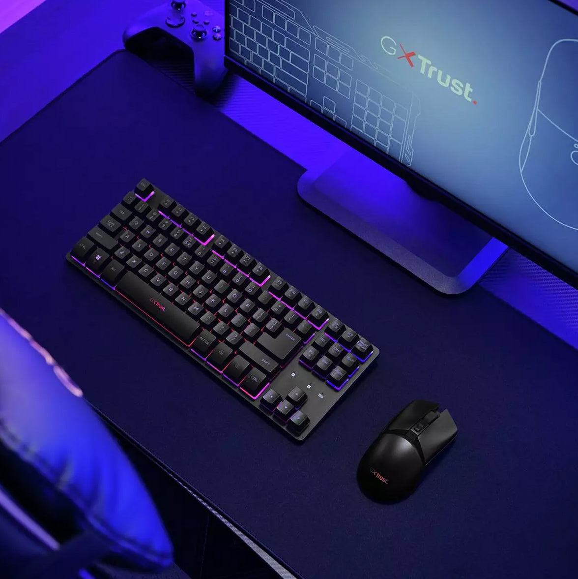 GXTrust Thado Wireless TKL Keyboard & Mouse Gaming Combo with RGB Illumination for PC/ Laptop