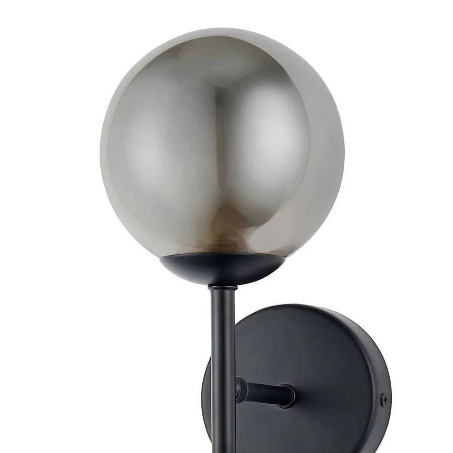 Harbour Studio Cole Wall Light Matt Black With Smoked Mirrored And Frosted Glass