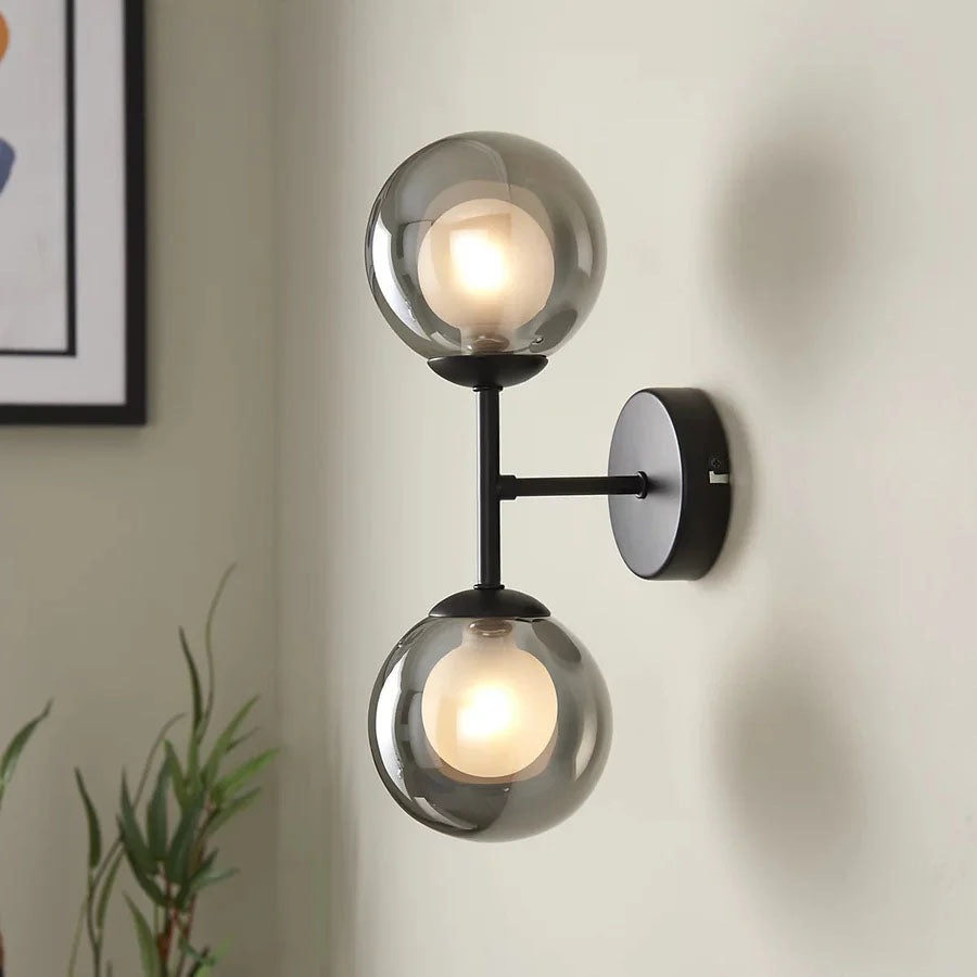 Harbour Studio Cole Wall Light Matt Black With Smoked Mirrored And Frosted Glass