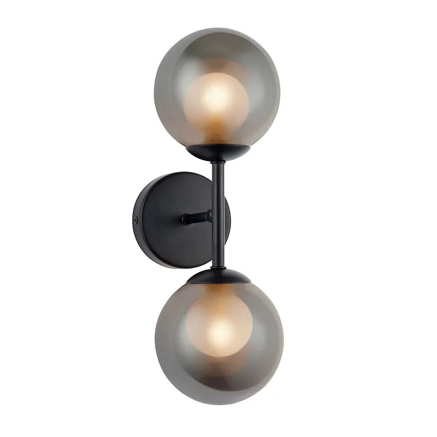 Harbour Studio Cole Wall Light Matt Black With Smoked Mirrored And Frosted Glass