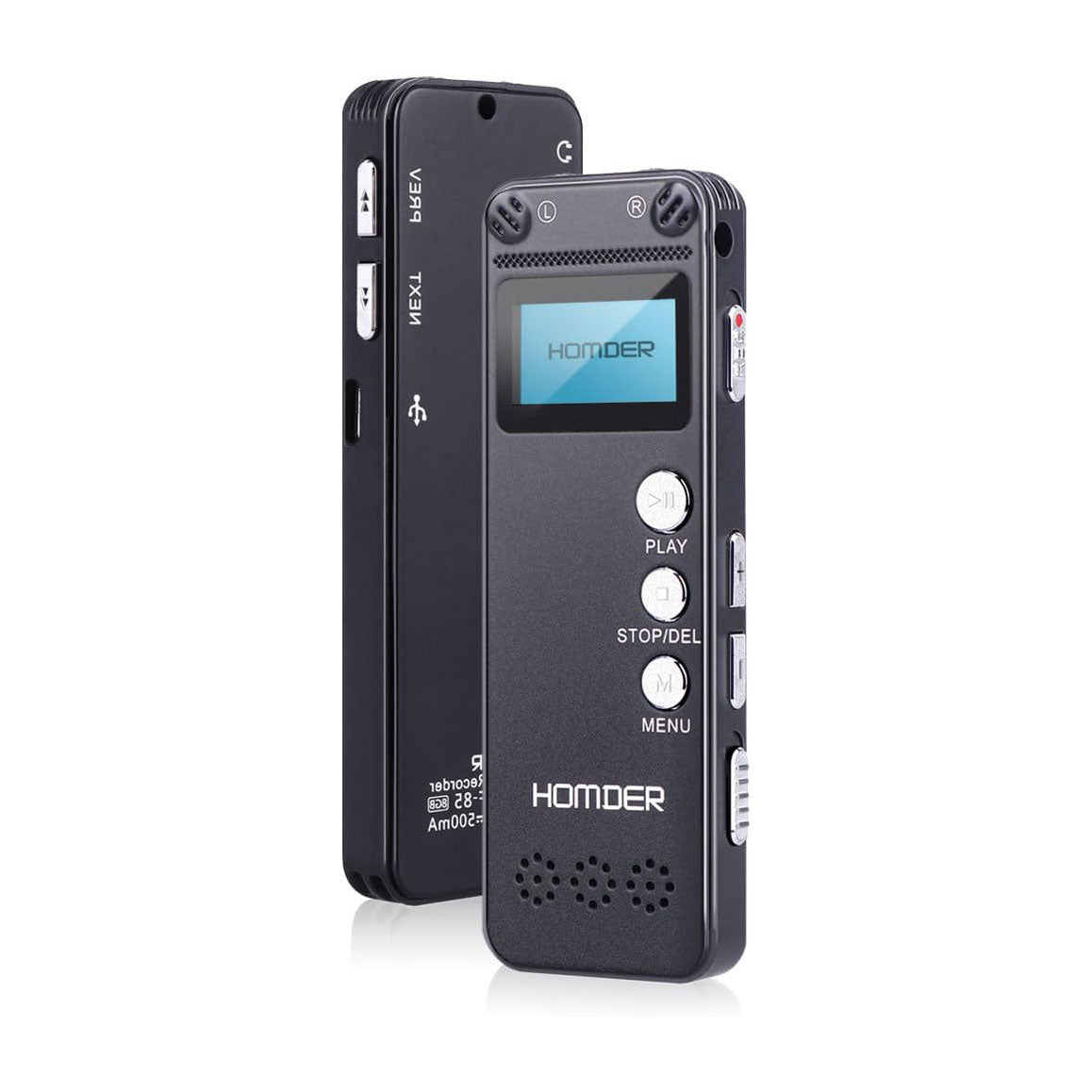 Homder USB Professional Digital Voice Recorder, Dictaphone Recorder with MP3 Player, Activated Rechargeable, Stereo HD Recording for Lectures (16GB)