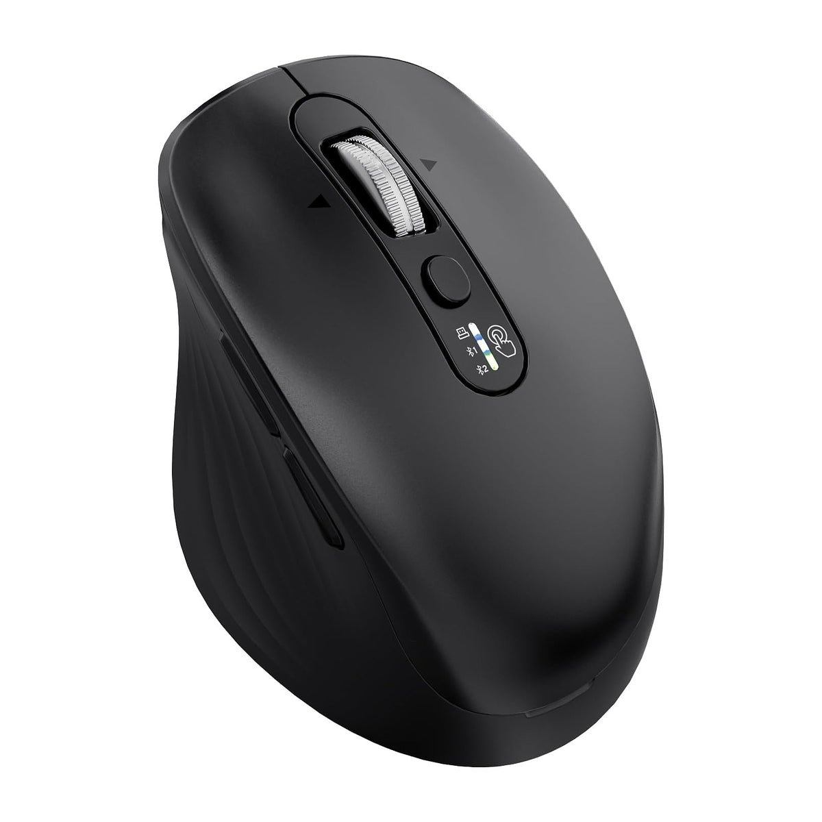 INFINMIND Wireless Bluetooth Mouse, Multi Device (BT1/BT2 + 2.4G USB) Mouse for Laptop, iPad & Mac, 4-Way Scroll with Side Buttons, Silent Click Ergonomic Offce Mouse, Adjustable DPI