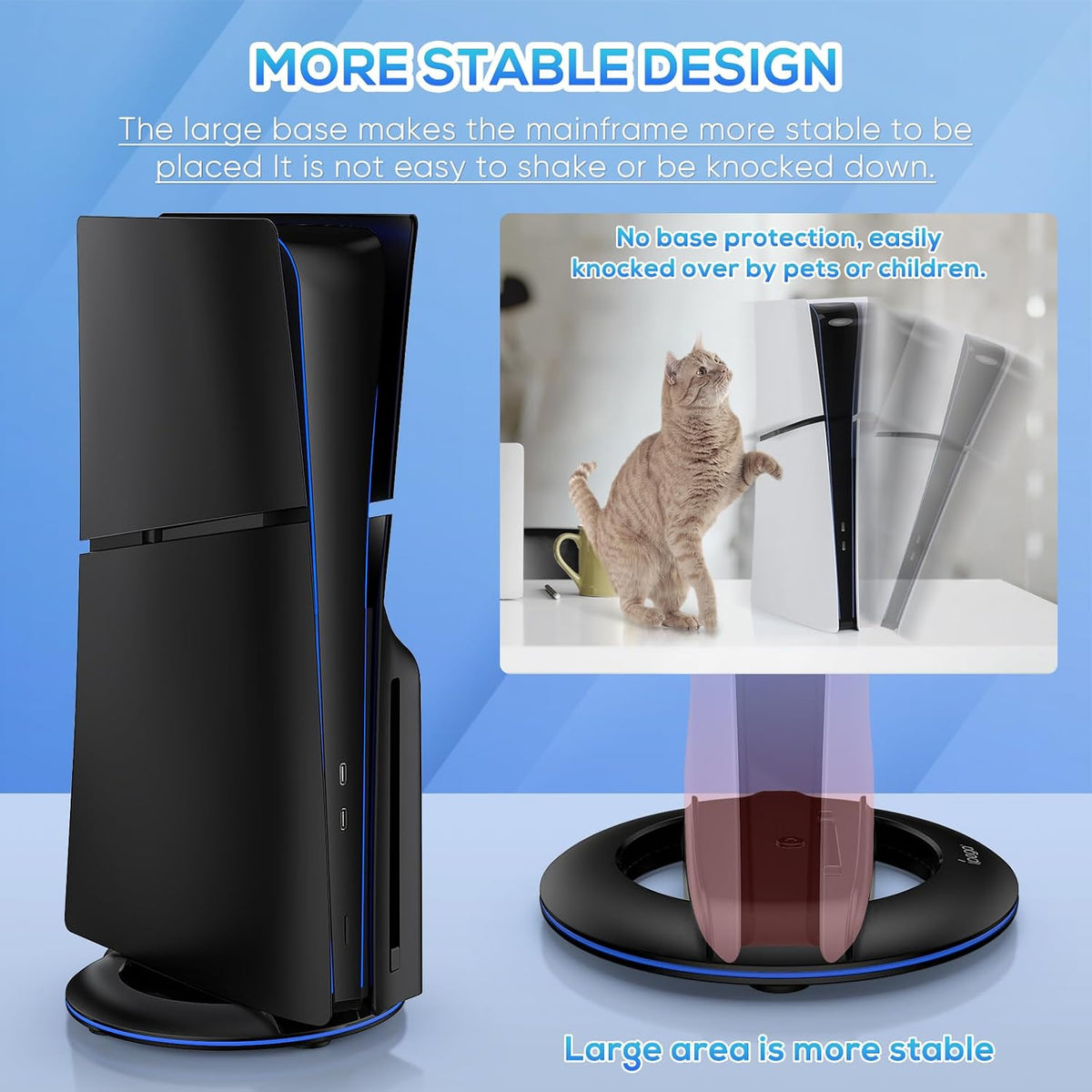 Ipega Vertical Stand for PS5 Slim Console, Carbon Black