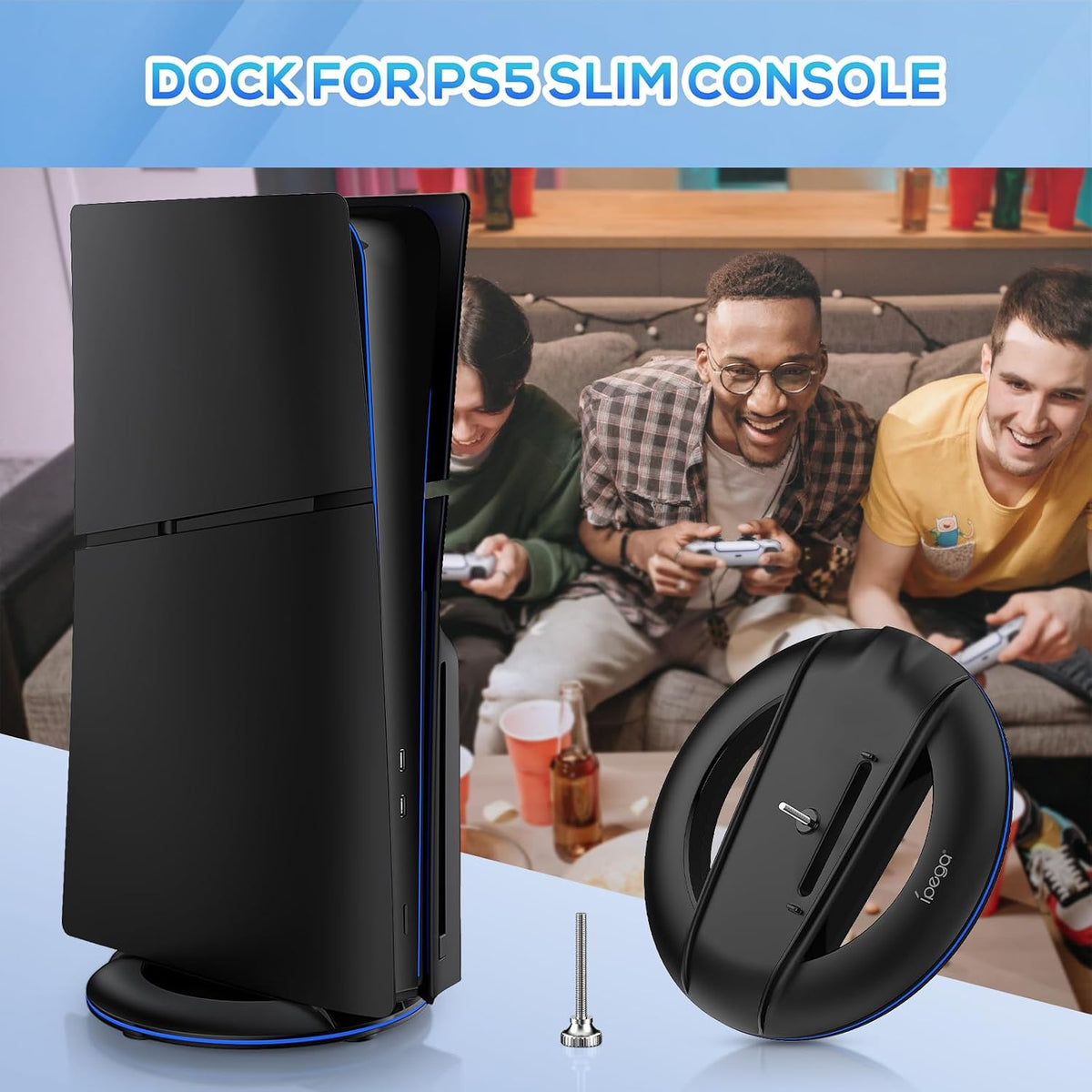 Ipega Vertical Stand for PS5 Slim Console, Carbon Black