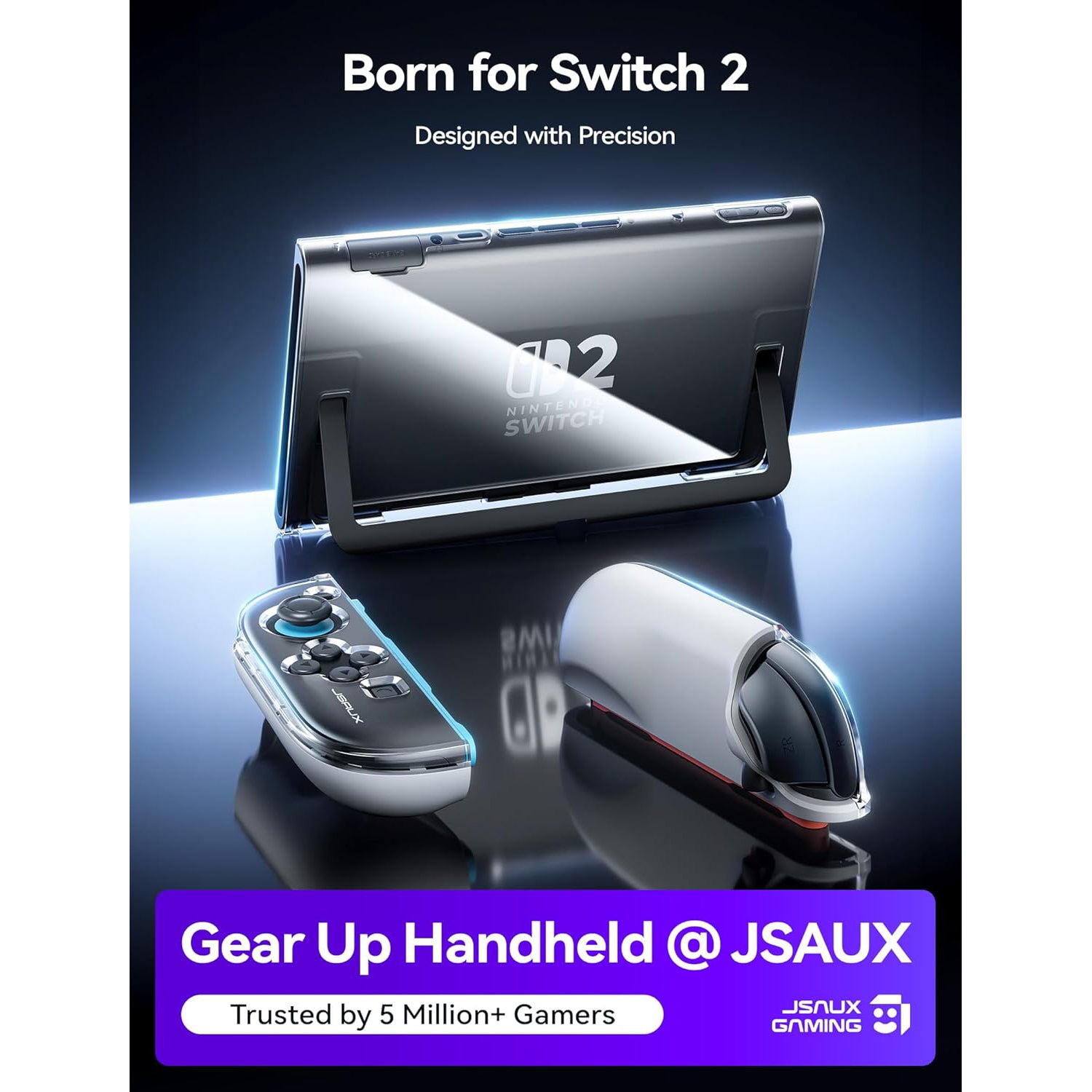 JSAUX Dockable Case for Nintendo Switch 2 PC+TPU Grip Protective Cover Accessories Compatible with Switch 2 Console & JoyCon Controller, Clear Case Split Design