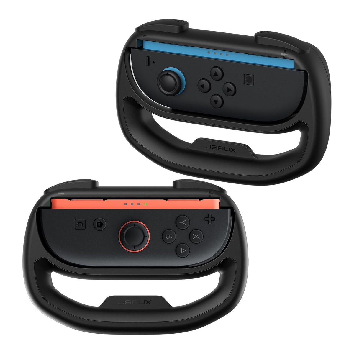 JSAUX Steering Wheels for Nintendo Switch 2 JoyCon Controller, Compatible with Mario Kart 9/8 Deluxe, Realistic Racing Experience with Comfortable Grip – 2X Black