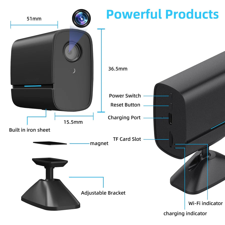 LIZVIE Indoor Plug-in Smart WiFi Camera, M1 Security Mini Camera with Motion Detection-Night Vision-1080P HD Video