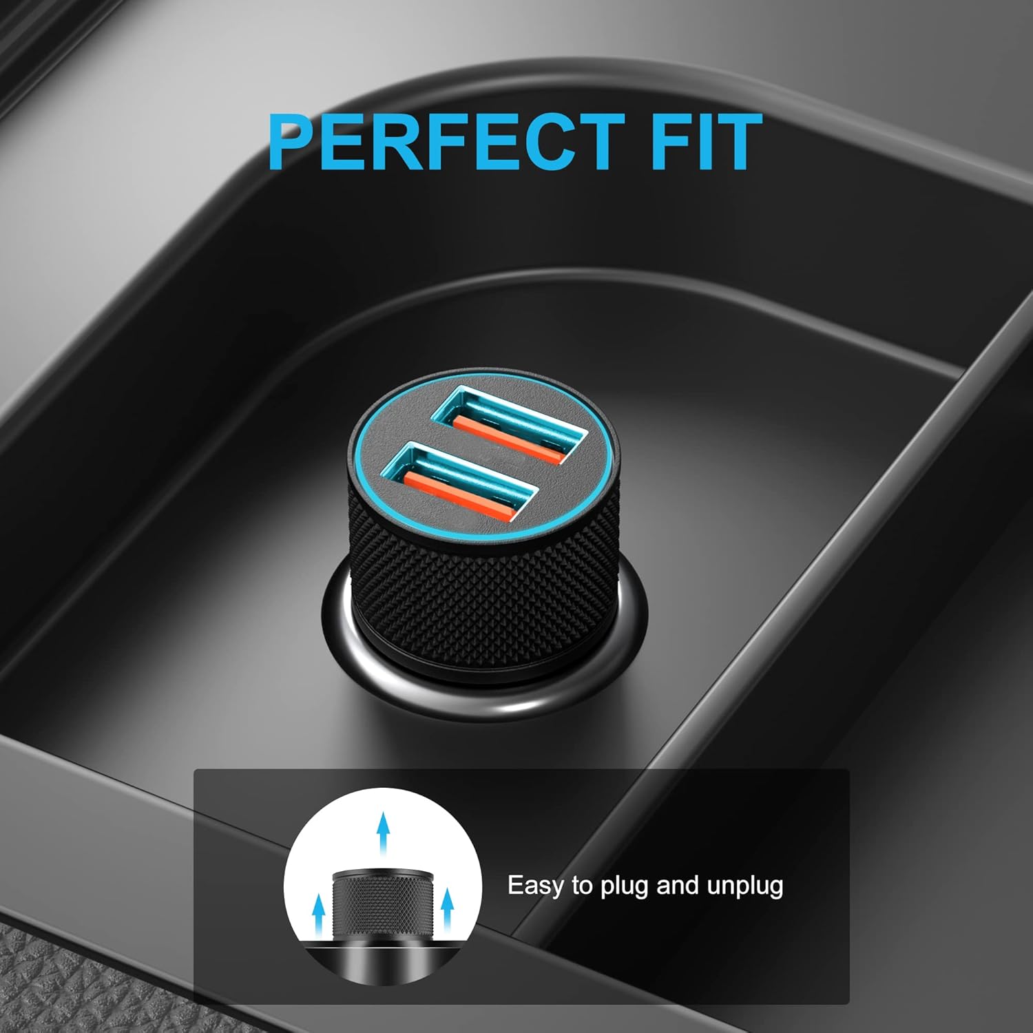 LUOSIKE 36W Dual-USB CAr Charger with 2 1m Braided Type-C Cables, QC3.0 Fast Charger, Alloy Charger with LED, Car Charger Compatible with Samsung, Google, Xiaomi, Oneplus