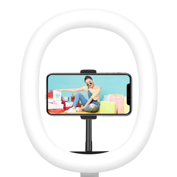 Luxure 10" LED Ring Light with Overhead Phone Mount for Desk with Stand and Remote MZ-10