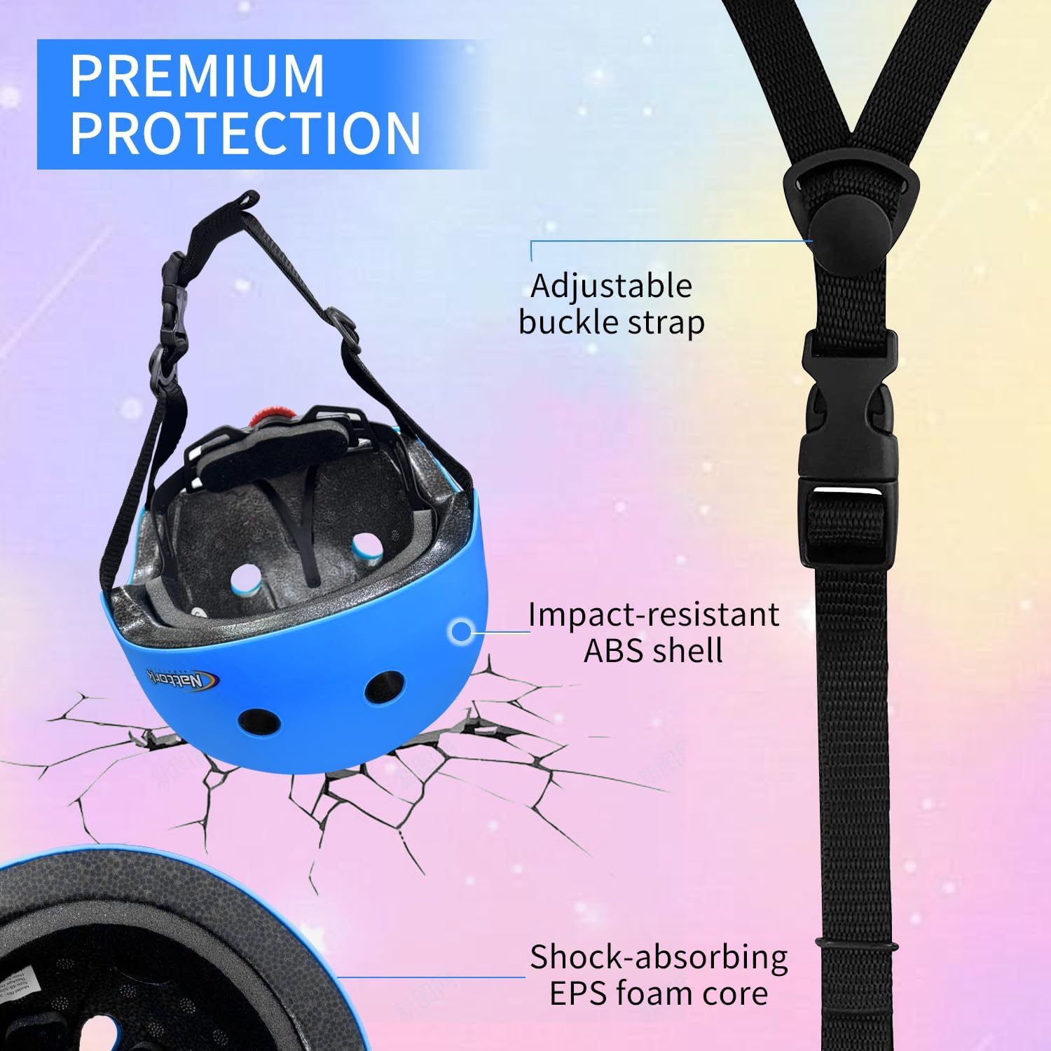 Nattork Kids Helmet Protective Gear, Removable Liner for Multi-Sports Skateboard, Skates, Bike, Scooter Age 4-12 Kids Youth Adults