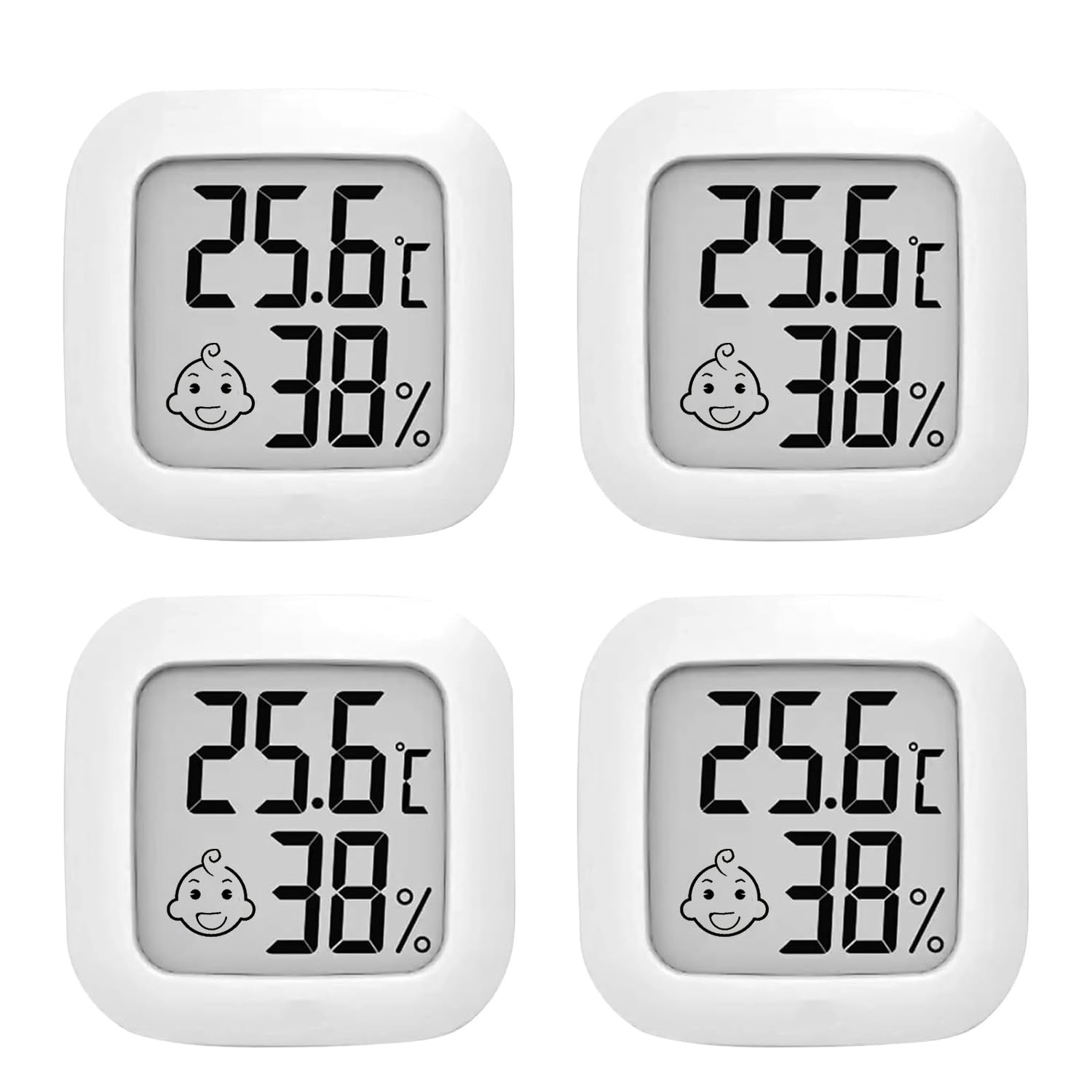 OPPERD 4 PCS LCD Digital Hygrometer Thermometer, Indoor Hygrometer Thermometer with Temperature Humidity Monitor for Bedroom