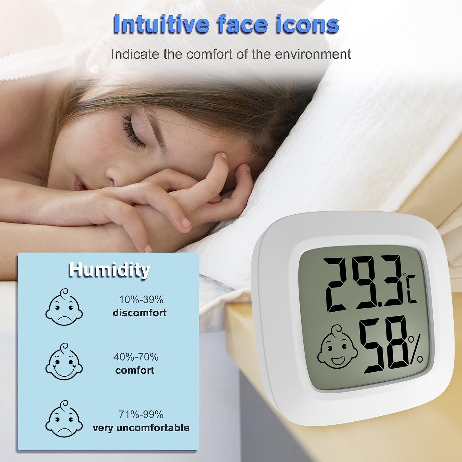 OPPERD 4 PCS LCD Digital Hygrometer Thermometer, Indoor Hygrometer Thermometer with Temperature Humidity Monitor for Bedroom