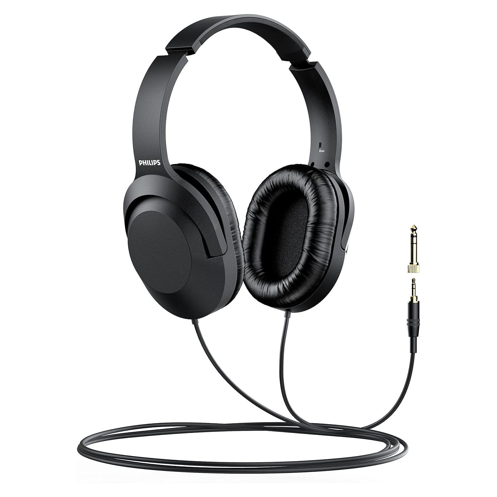 Philips Over Ear Wired Stereo Headphones for Podcasts, Studio Monitoring and Recording Headset for Computer, Keyboard and Guitar with 6.3 mm (1/4") Add On Adapter