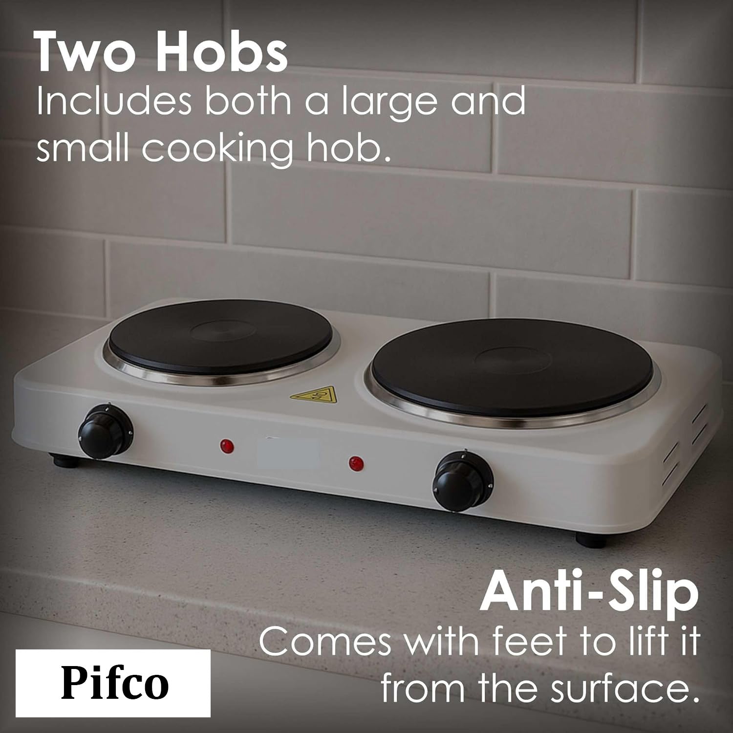 Pifco Double Hot plate, Electric Double Hob, Multifunctional and Portable, 2000W High Power, Fast and Uniform Heating, Easy to Clean,Ideal for Home, Kitchens or Travel