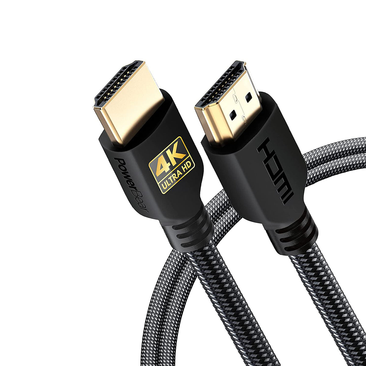 PowerBear 4K HDMI Cable (6.6ft/2M) | High Speed, Braided Nylon & Gold Connectors, 4K @ 60Hz, Ultra HD, 2K, 1080P, ARC & CL3 Rated | for Laptop, Monitor, PS5, PS4, Xbox One, Fire TV, Apple TV PC