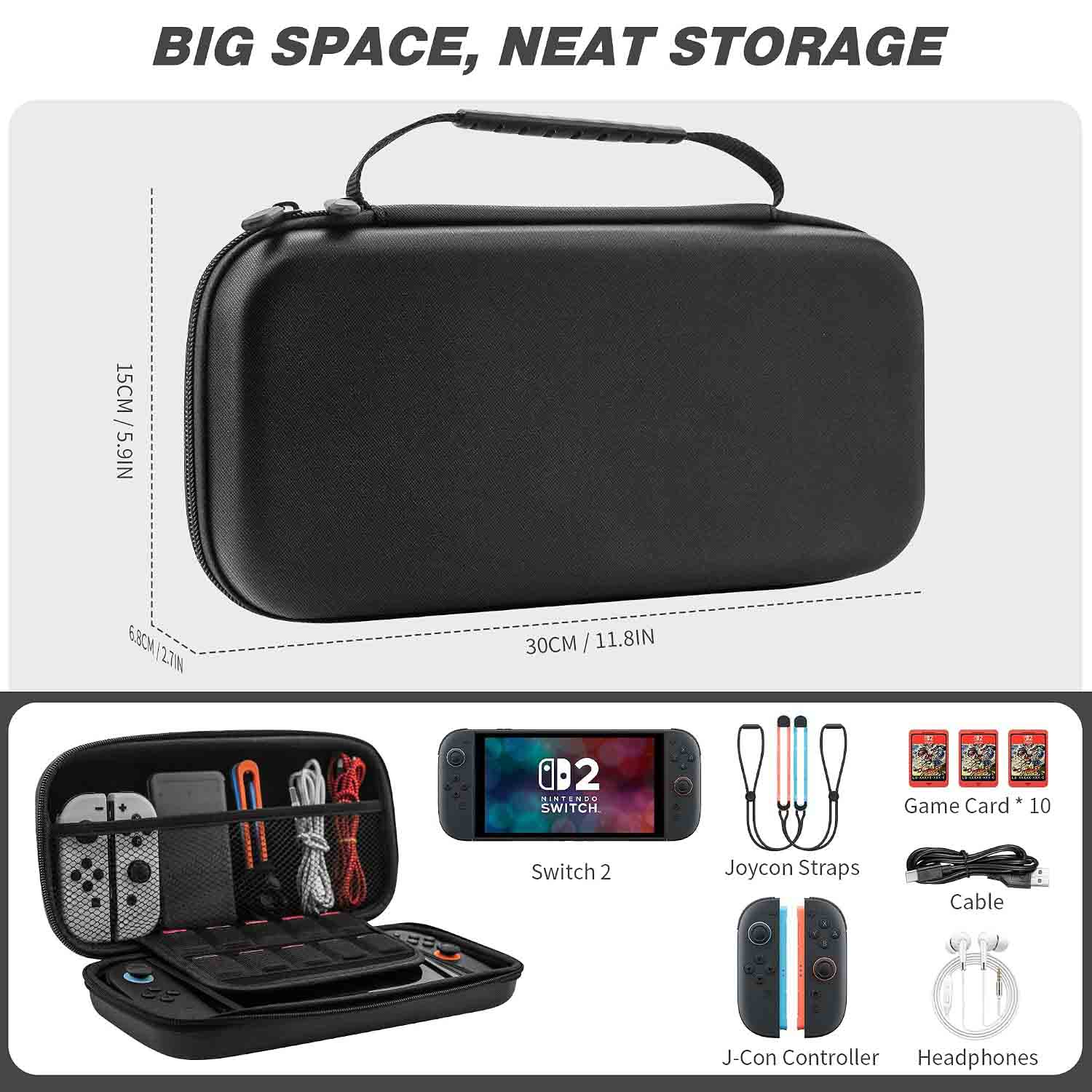 RHOTALL Protective Hard Shell Portable Carrying Case for Nintendo Switch 2