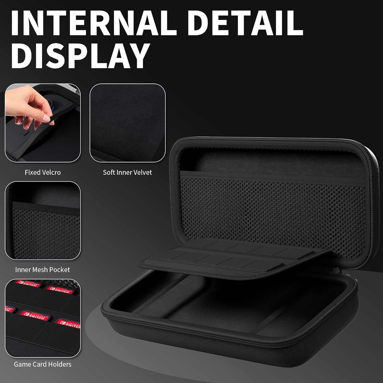 RHOTALL Switch 2 Carrying Case Compatible with Nintendo Switch 2, Protective Fashionable & Portable Carrying Travel Case with 10 Game Cartridge Slots for Charger and Accessories
