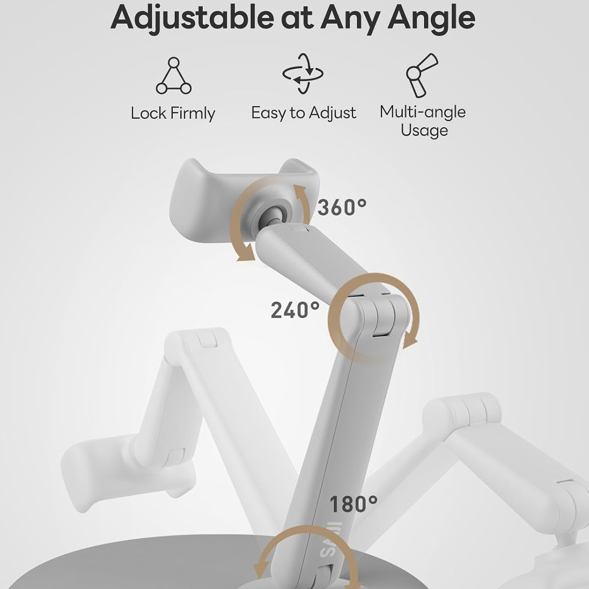SAIJI Cell Phone Pillow Holder mini iPhone Stand for Bed, Upgraded mini Angle & Height Adjustable Phone Pillow Stand for Watching Video On Bed/Sofa/Lap, Fit for 4.7"-7.0" Device (Gray)