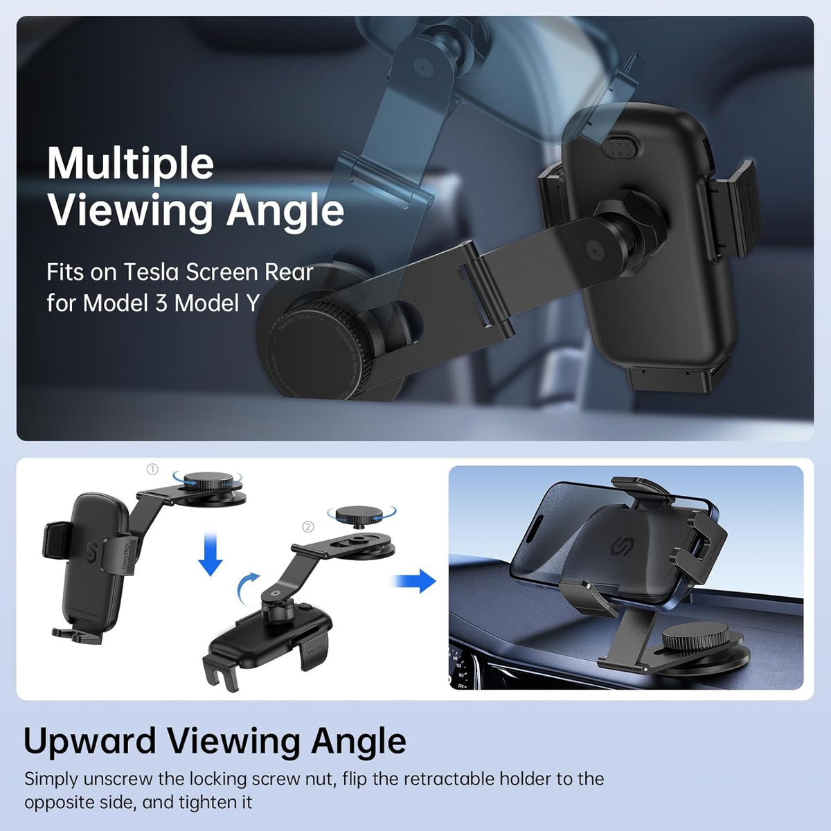 SYNCWIRE Car Phone Holder for Universal Dashboard Foldable Aluminum Alloy Arm