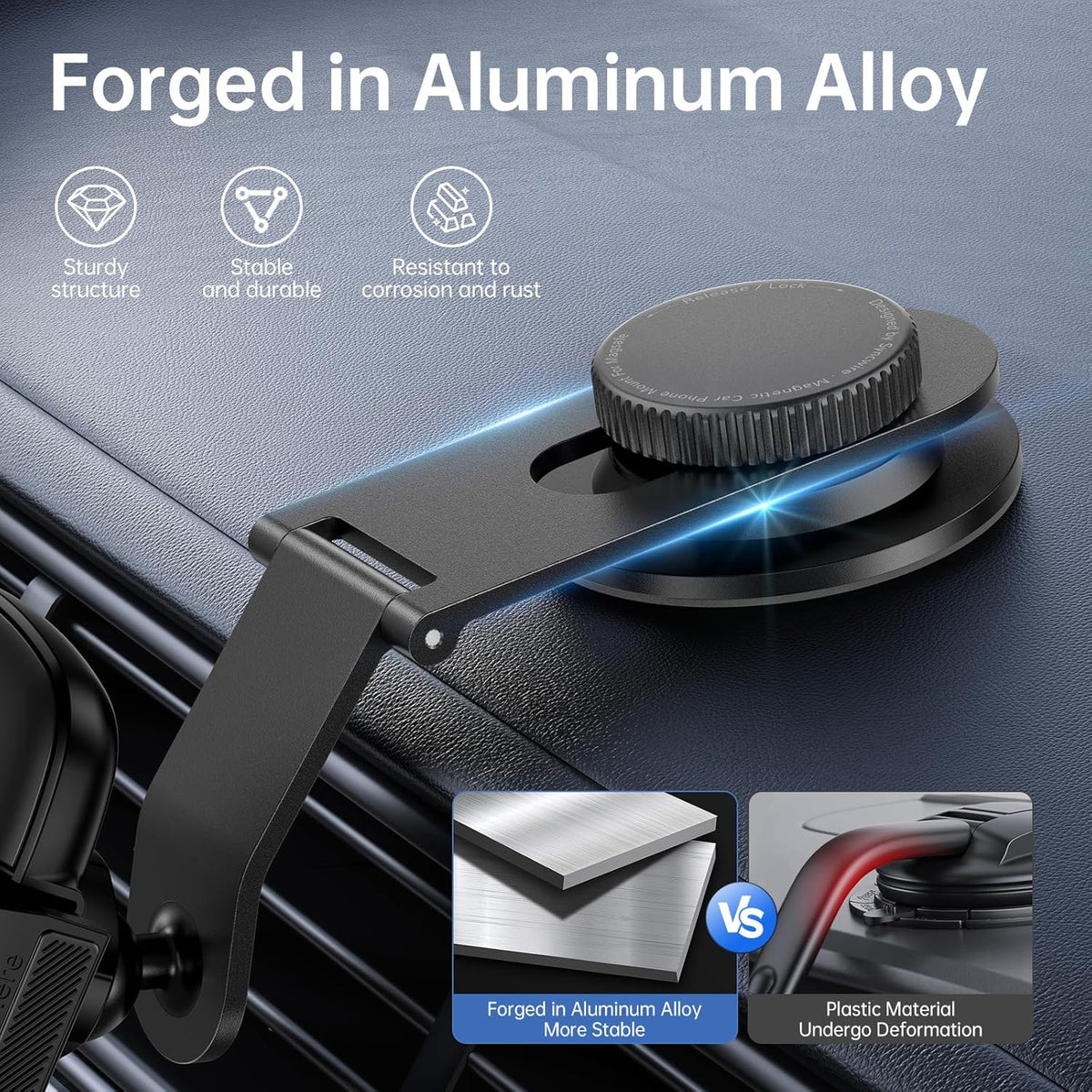 SYNCWIRE Car Phone Holder for Universal Dashboard Foldable Aluminum Alloy Arm
