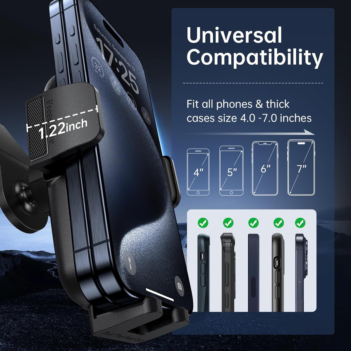 SYNCWIRE Car Phone Holder for Universal Dashboard Foldable Aluminum Alloy Arm