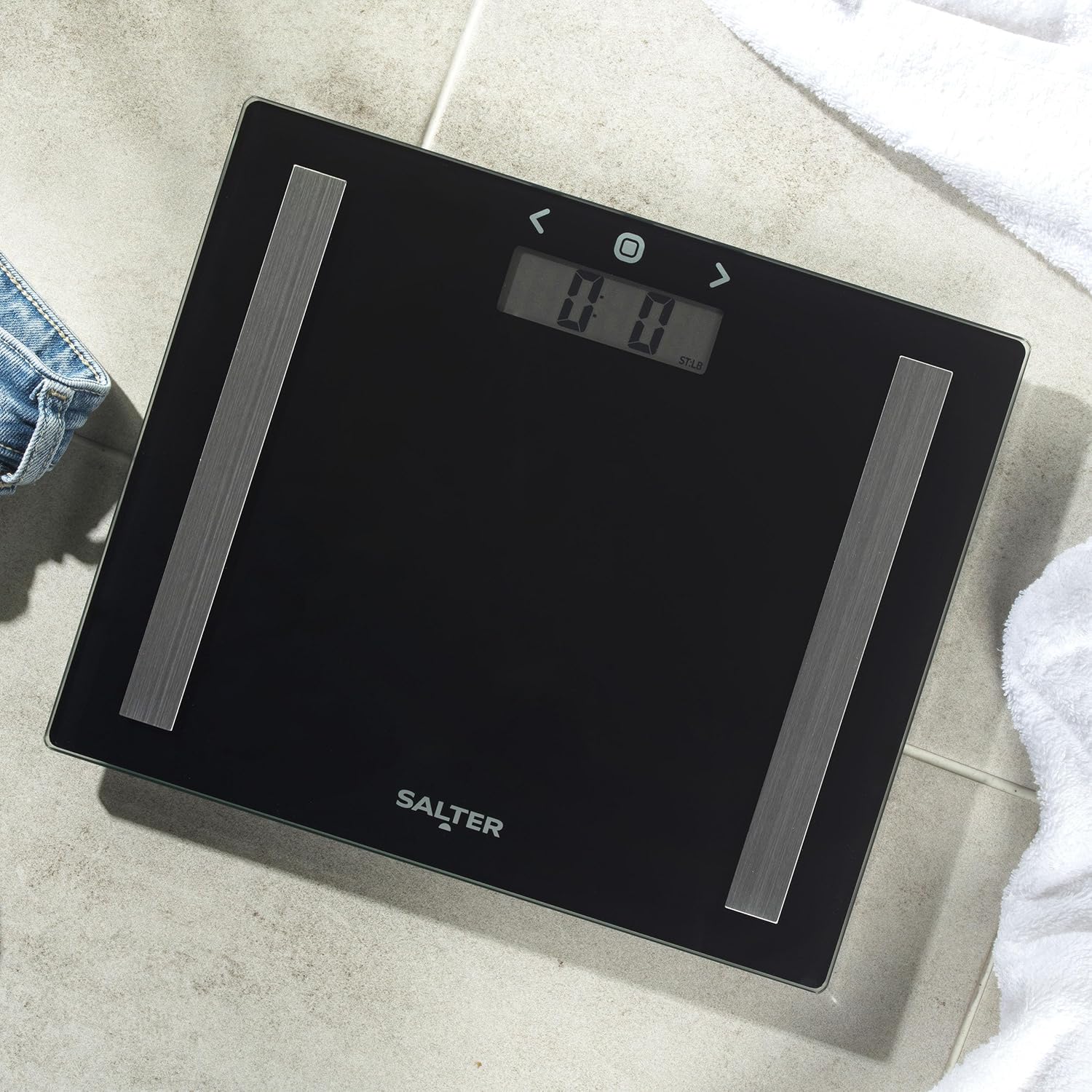 Salter Compact Glass Analyser Bathroom Scale Max 180kg (Black)