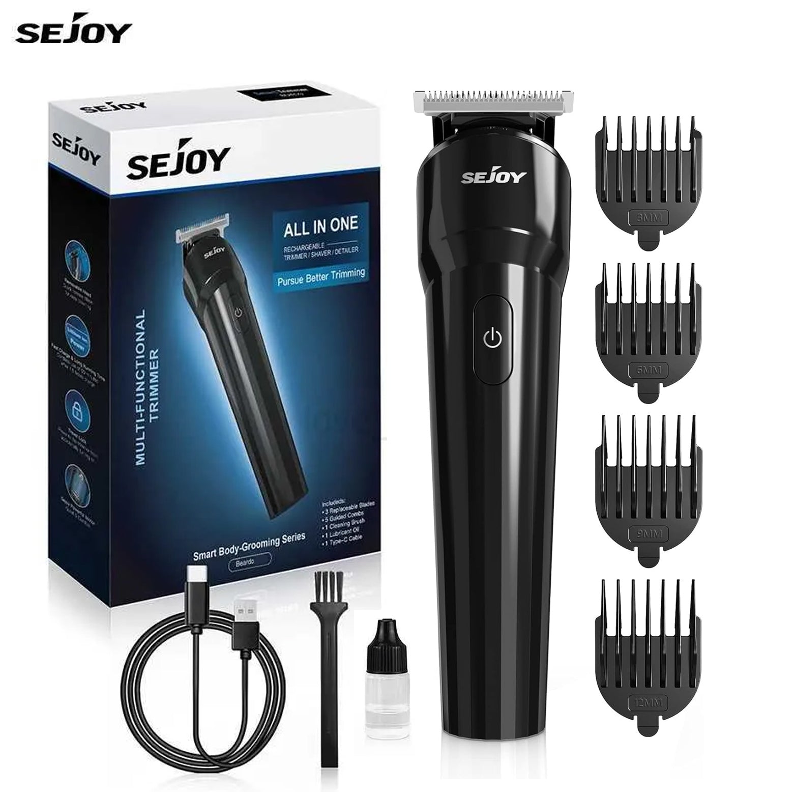 Sejoy Beardo Rechargeable Body Hair Beard Trimmer Clipper for Men