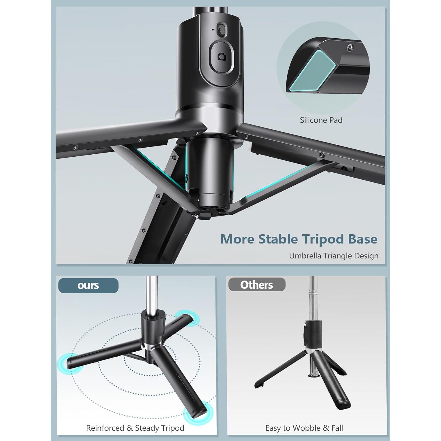 Selfie Stick Tripod with Light, 45'' Selfie Stick with Wireless Remote, Portable Phone Tripod Compatible with iP 16/15 Pro Max/15/14 Pro/14/13, Samsung S22/ S23 Ultra/Android Smartphone