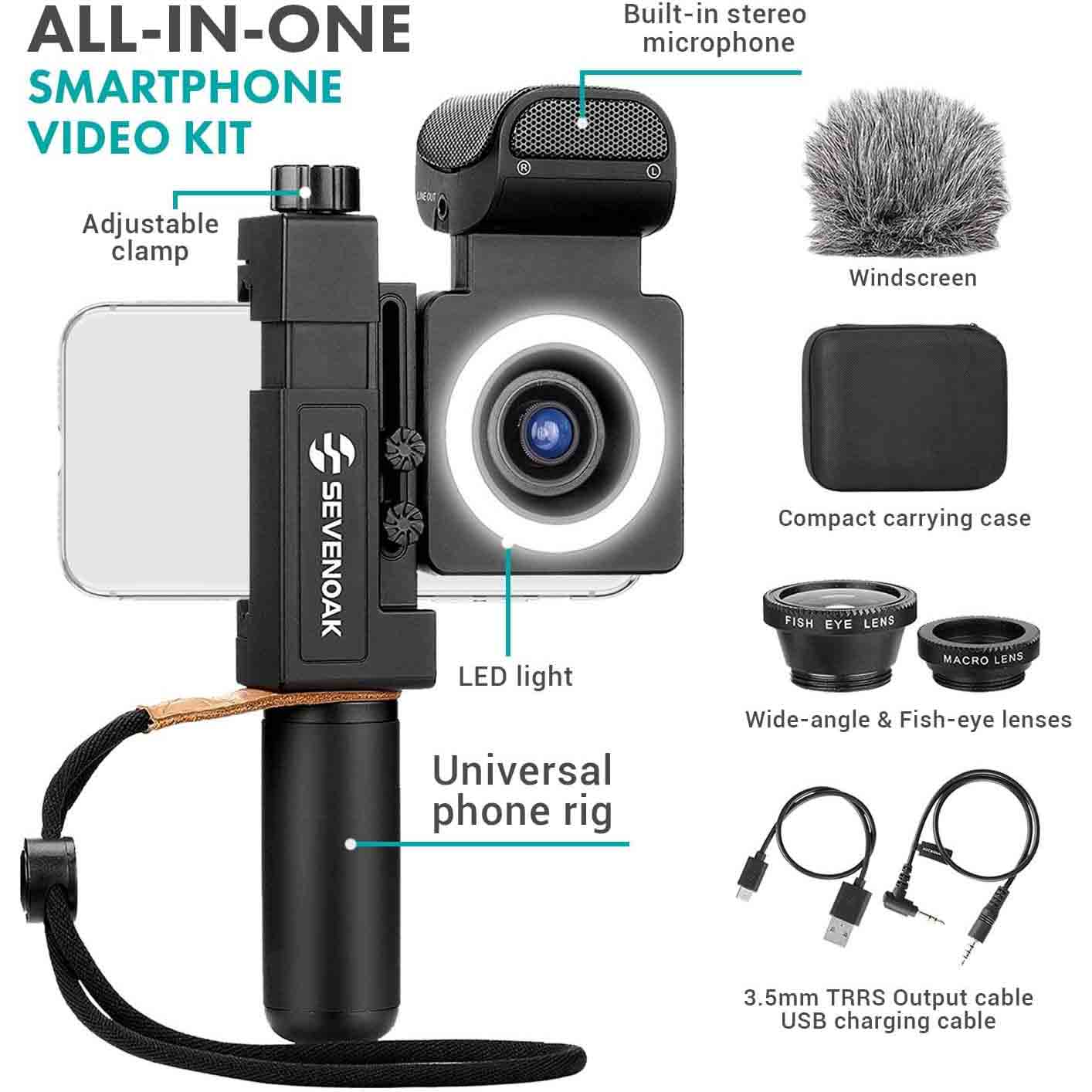 Sevenoak SmartCine Complete Smartphone Video Ring with Built-in Stereo Microphone LED Light