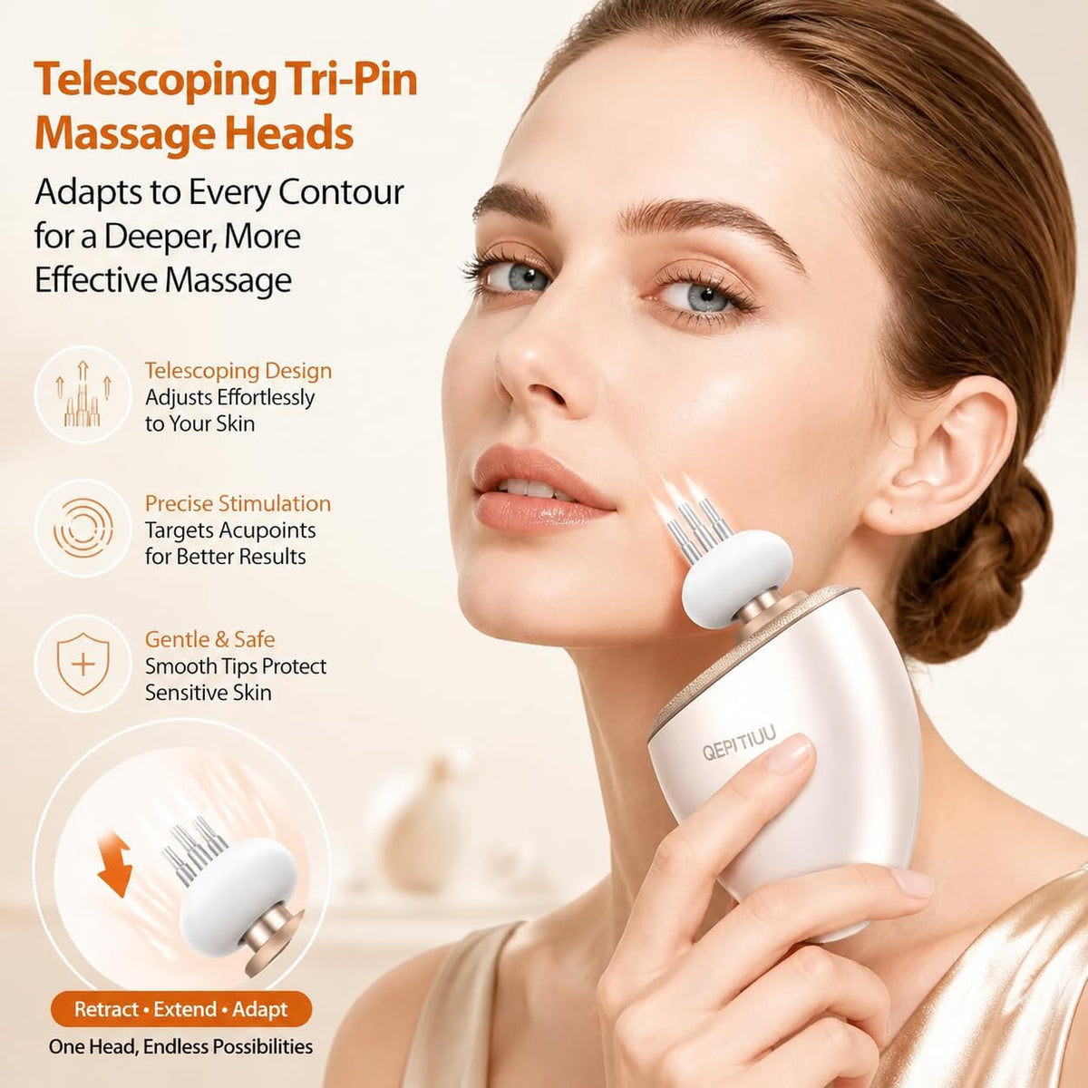 Qepi Tiuo Super Mini 3 in 1 Massage Gun for Muscle Relaxation, Scalp Relief and Facial Beauty, Portable for Outdoor/Gym/Home, Quality Gift