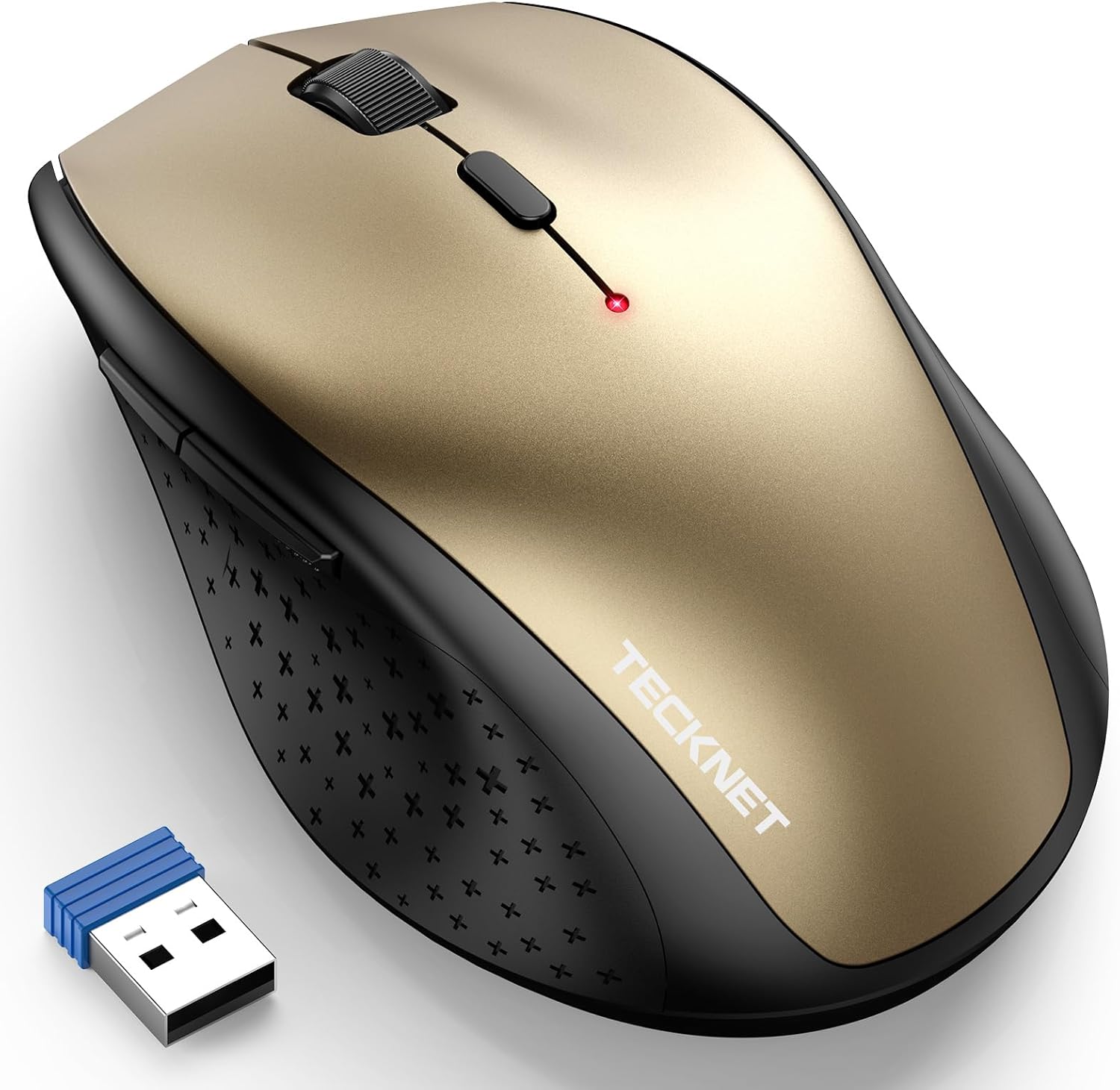 TECKNET Wireless Mouse, 2.4G USB Computer Mouse with 6-Level Adjustable 4800 DPI, Silent Quiet Click, Ergonomic Grips, 6 Buttons Portable for PC, Chromebook, Mac - Grey