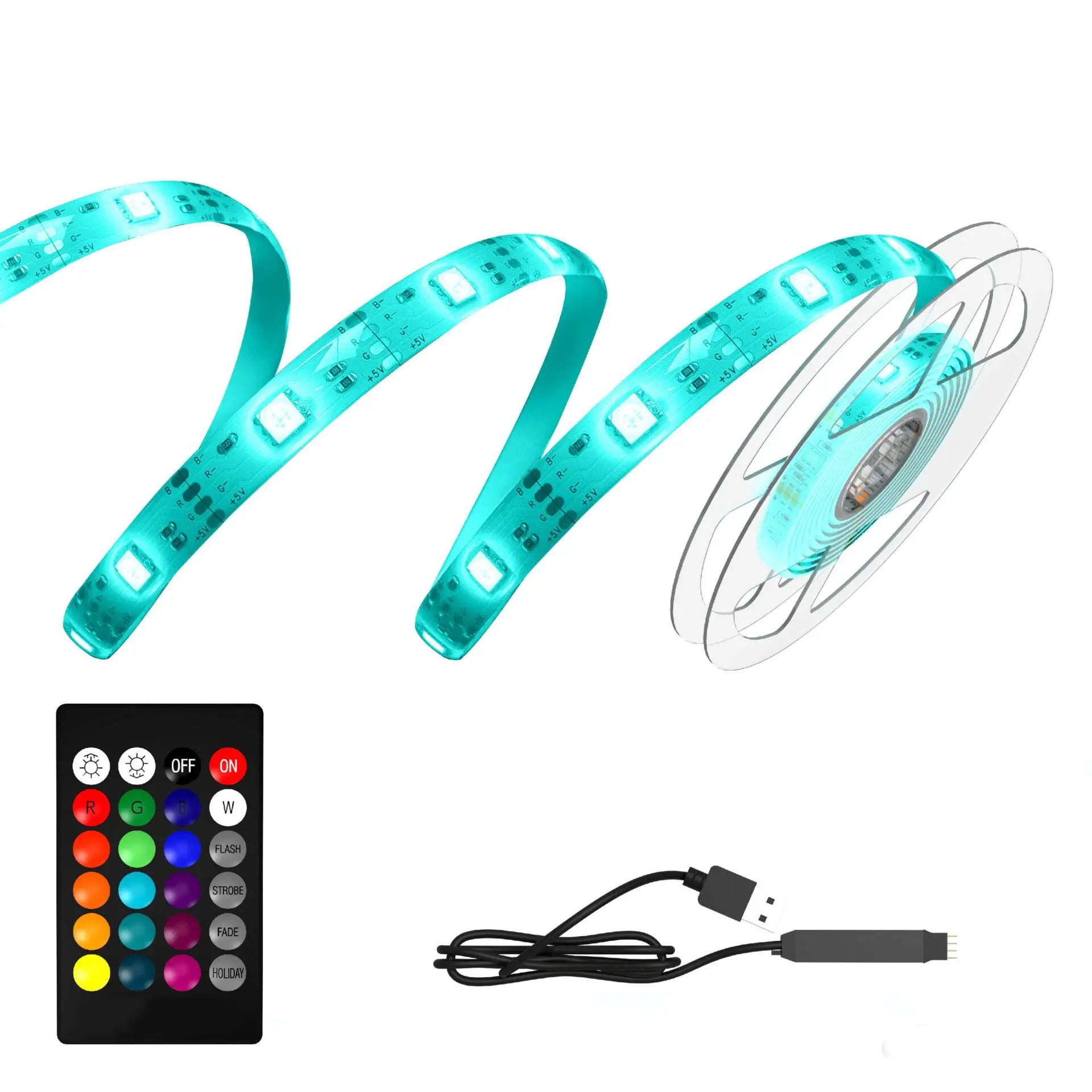 TZUMI LED Mood Light 16' ColorStrip USB-Powered and Remote-Controlled LED Backlight for TV and Computer | 10ft