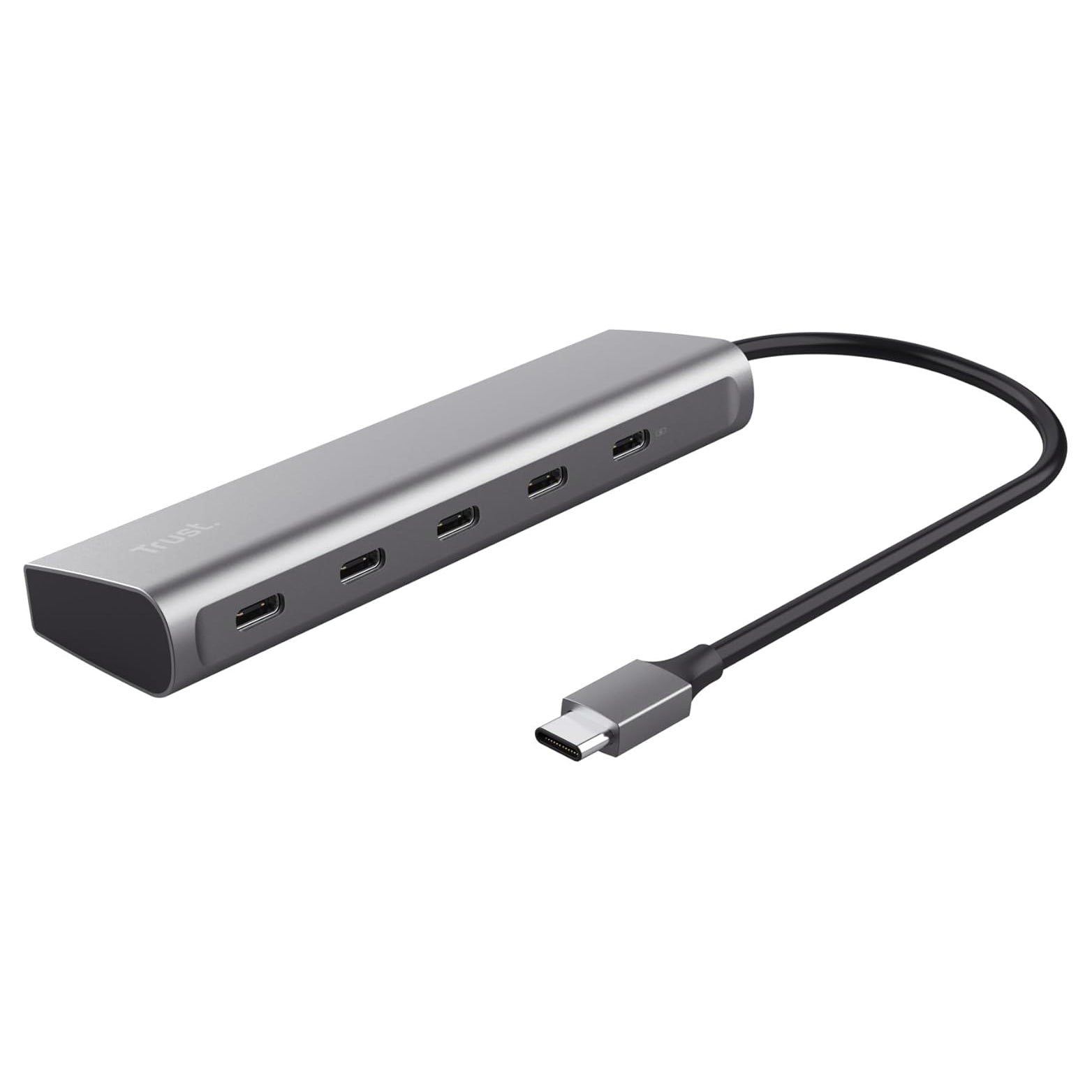 Trust Halyx USB C Hub 5 Ports - 4 USB-C and 100W PD Power Port, 5Gbps Speed, Multiport Adapter for PC, Laptop - Silver
